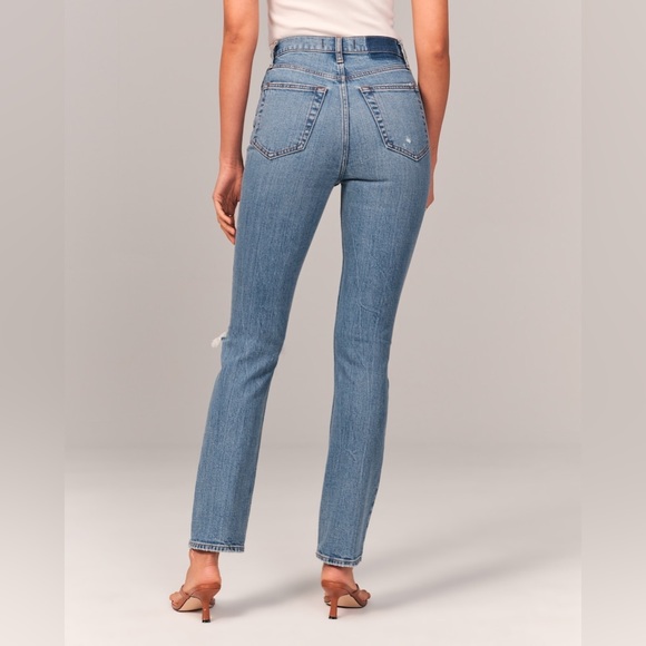 Abercrombie & Fitch The 90”s Slim Straight Ultra High Rise curve love Sz 28/6R - Picture 2 of 12